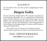 Traueranzeige Jürgen Goltz