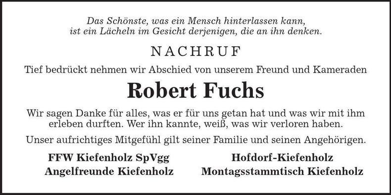 Traueranzeige Robert Fuchs