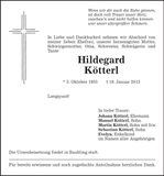 Traueranzeige Hildegard Kötterl