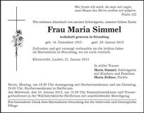 Traueranzeige Maria Simmel