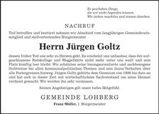 Traueranzeige Jürgen Goltz