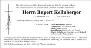 Traueranzeige Rupert Kellnberger