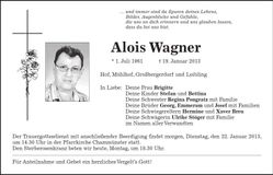 Traueranzeige Alois Wagner