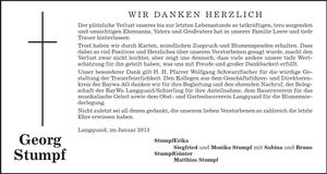 Traueranzeige Georg Stumpf
