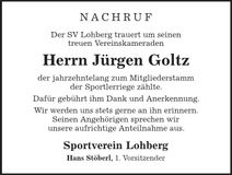 Traueranzeige Jürgen Goltz
