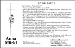 Traueranzeige Anna Märkl