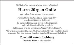 Traueranzeige Jürgen Goltz