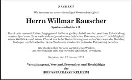 Traueranzeige Willmar Rauscher