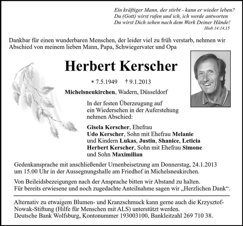 Traueranzeige Herbert Kerscher