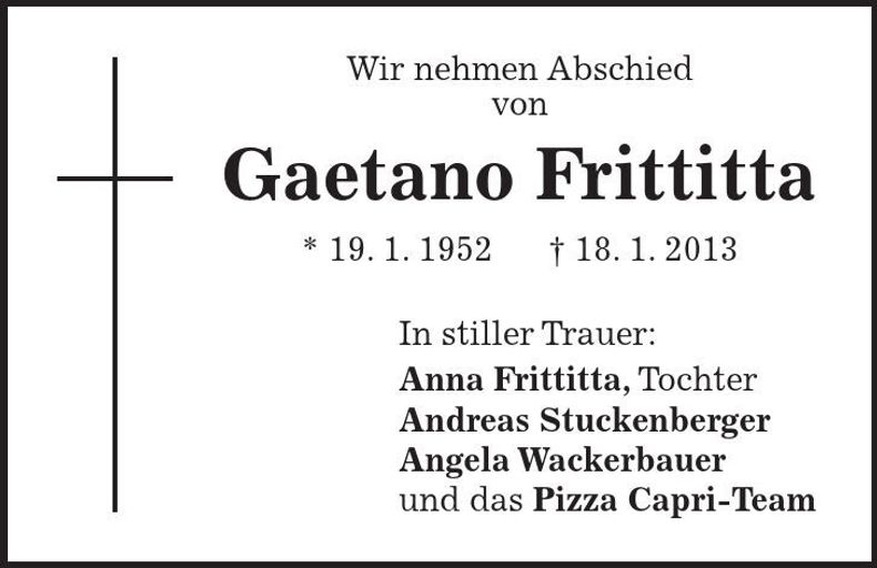Traueranzeige Gaetano Frittitta