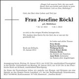 Traueranzeige Josefine Röckl