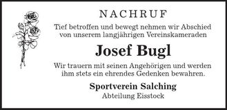 Traueranzeige Josef Bugl