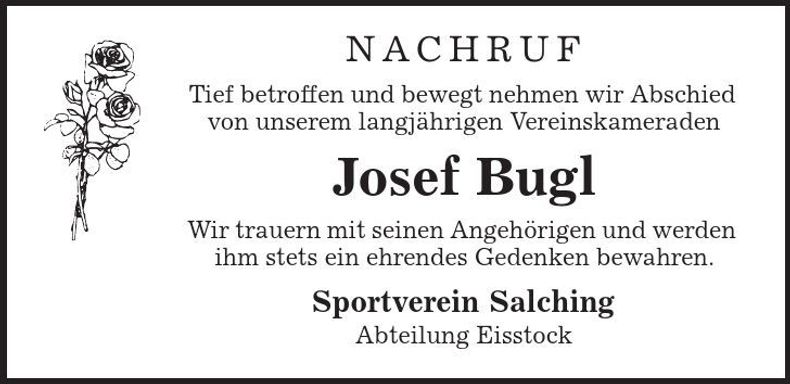 Traueranzeige Josef Bugl