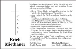 Traueranzeige Erich Miethaner