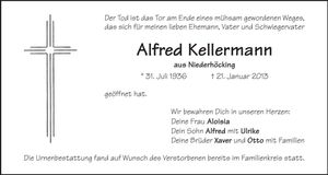 Traueranzeige Alfred Kellermann