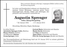 Traueranzeige Augustin Sprenger