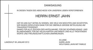 Traueranzeige Ernst Jahn