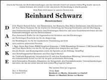 Traueranzeige Reinhard Schwarz