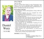 Traueranzeige Daniel Wutz