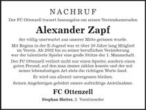 Traueranzeige Alexander Zapf