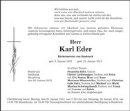 Traueranzeige Karl Eder