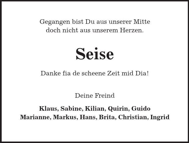 Traueranzeige  Seisenberger