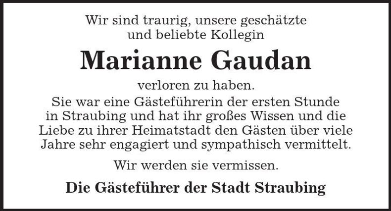 Traueranzeige Marianne Gaudan