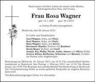 Traueranzeige Rosa Wagner