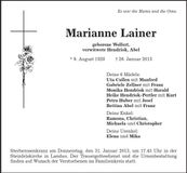 Traueranzeige Marianne Lainer