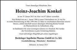 Traueranzeige Heinz-Joachim Konkel