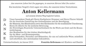 Traueranzeige Anton Kellermann
