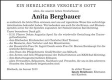 Traueranzeige Anita Bergbauer