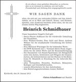Traueranzeige Heinrich Schmidbauer