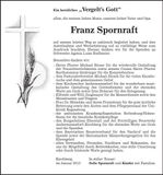 Traueranzeige Franz Spornraft