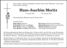 Traueranzeige Hans-Joachim Moritz