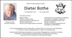 Traueranzeige Dieter Bothe