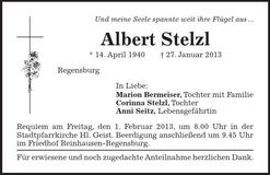 Traueranzeige Albert Stelzl