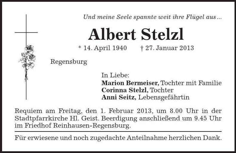 Traueranzeige Albert Stelzl