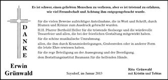Traueranzeige Erwin Grünwald