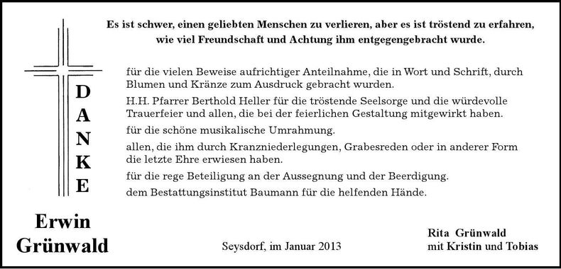 Traueranzeige Erwin Grünwald