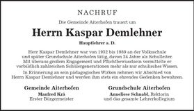 Traueranzeige Kaspar Demlehner