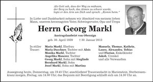 Traueranzeige Georg Markl