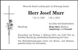 Traueranzeige Josef Murr