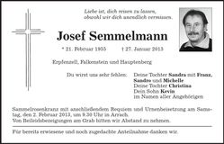 Traueranzeige Josef Semmelmann