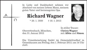 Traueranzeige Richard Wagner
