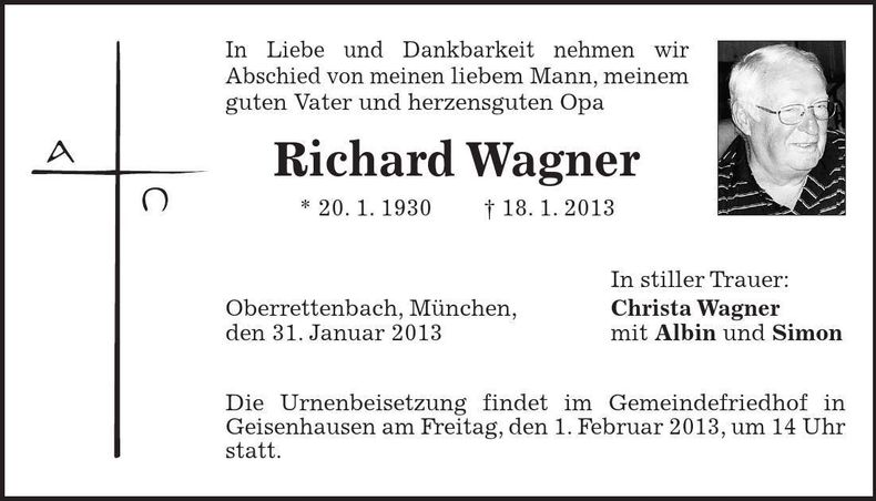 Traueranzeige Richard Wagner