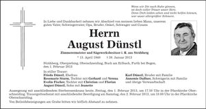 Traueranzeige Frieda Dünstl