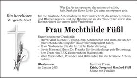 Traueranzeige Mechthilde Füßl