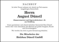 Traueranzeige August Dünstl