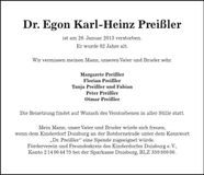 Traueranzeige Egon Karl-Heinz Preißler